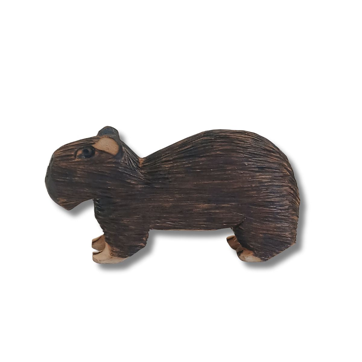 Capivara Entalhado em Madeira | Arte Indígena Autêntica