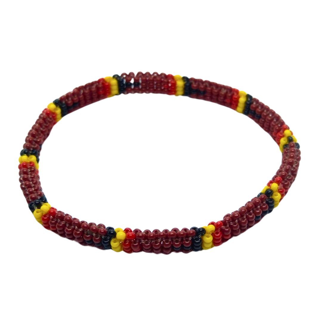 Pulseira de Miçangas Arte Indígena  Circular | Waura | 12630 - Vermelho escuro