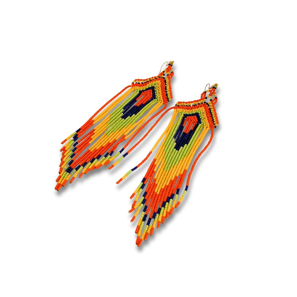 Brincos de Miçangas Arte Indígina | Canela | 2126 | 16 cm