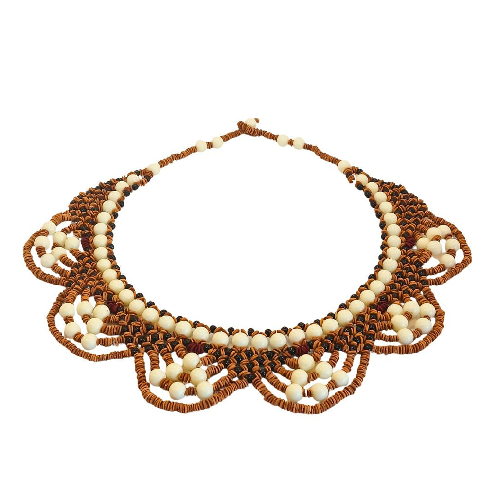 Colar de sementes - Arte Indigena - Fulnio -  Branco- 04392