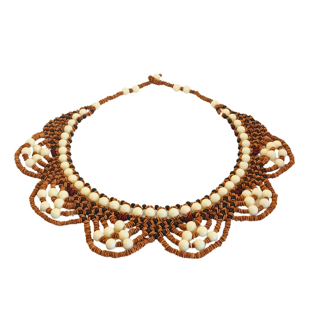 Colar de sementes - Arte Indigena - Fulnio -  Branco- 04392