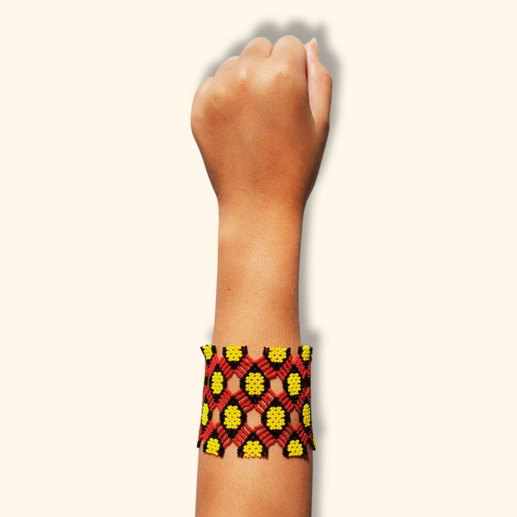 Pulseira de Miçangas Arte Indígena Elástica | Etnia Kaxinawa | 1189