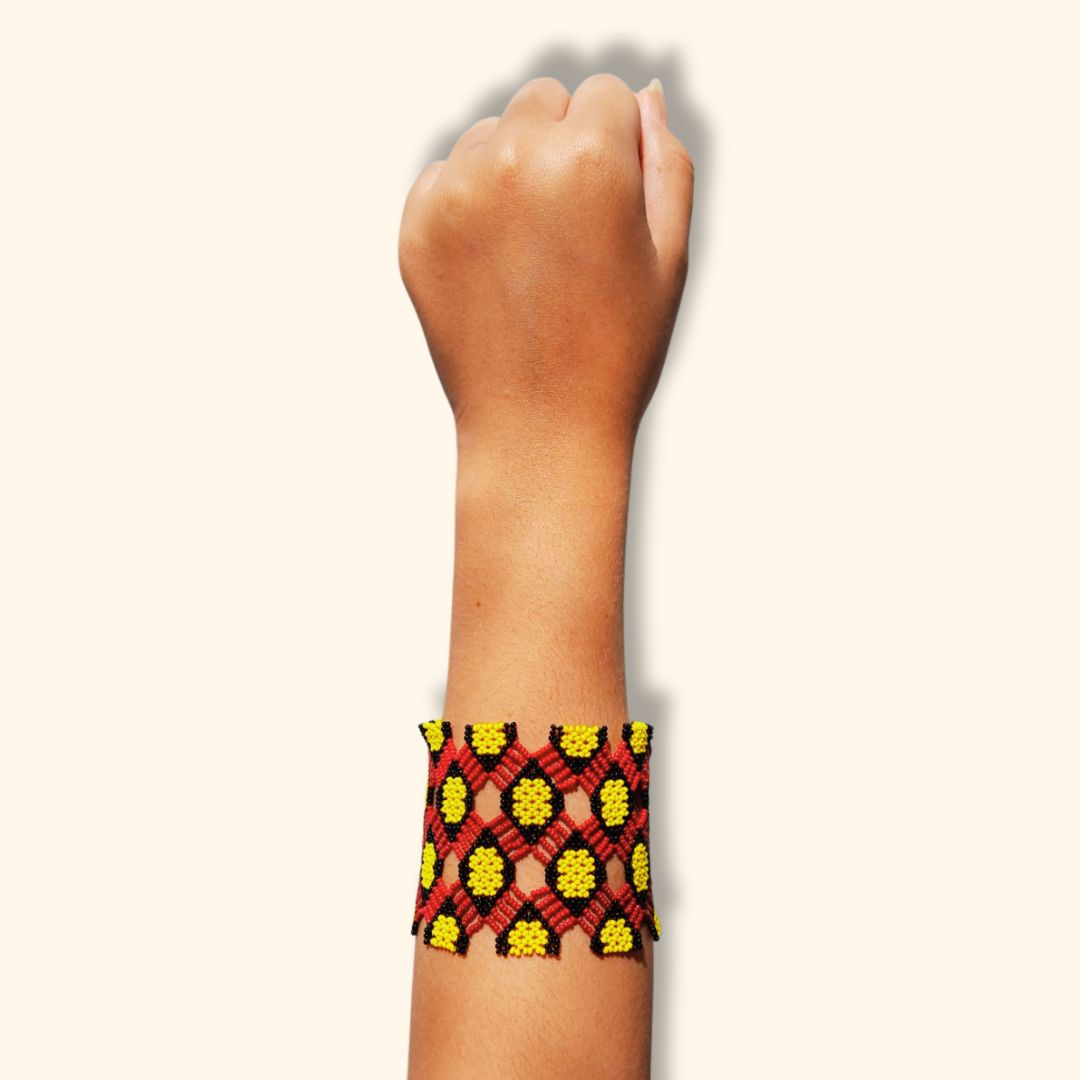 Pulseira de Miçangas Arte Indígena Elástica | Etnia Kaxinawa | 1189