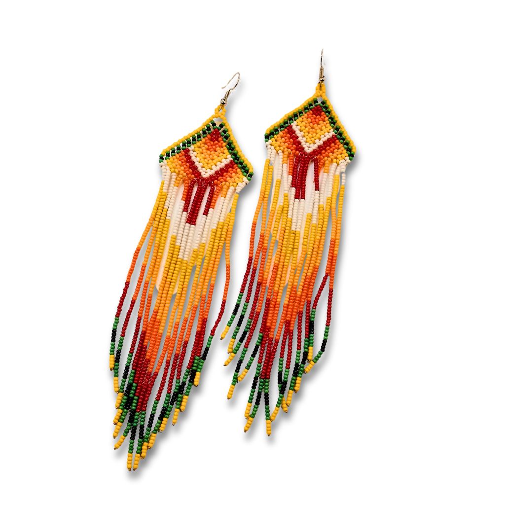 Brincos de Miçangas Arte Indígina | Canela | 2122 | 25 cm