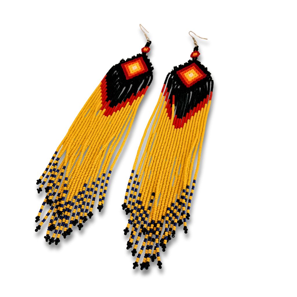 Brincos de Miçangas Arte Indígina | Canela | 2128 | 19 cm