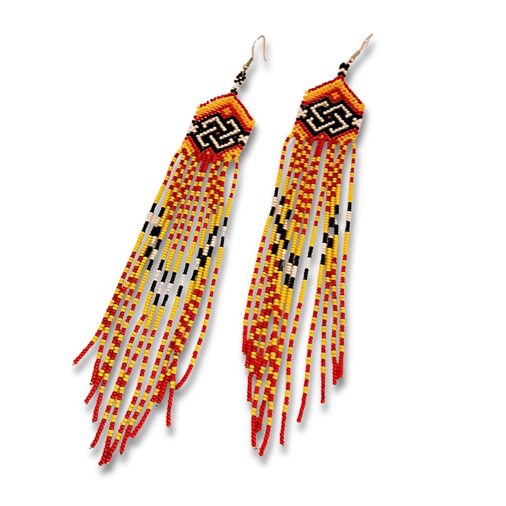 Brincos de Miçangas Arte Indígina | Canela | 2129 | 18 cm