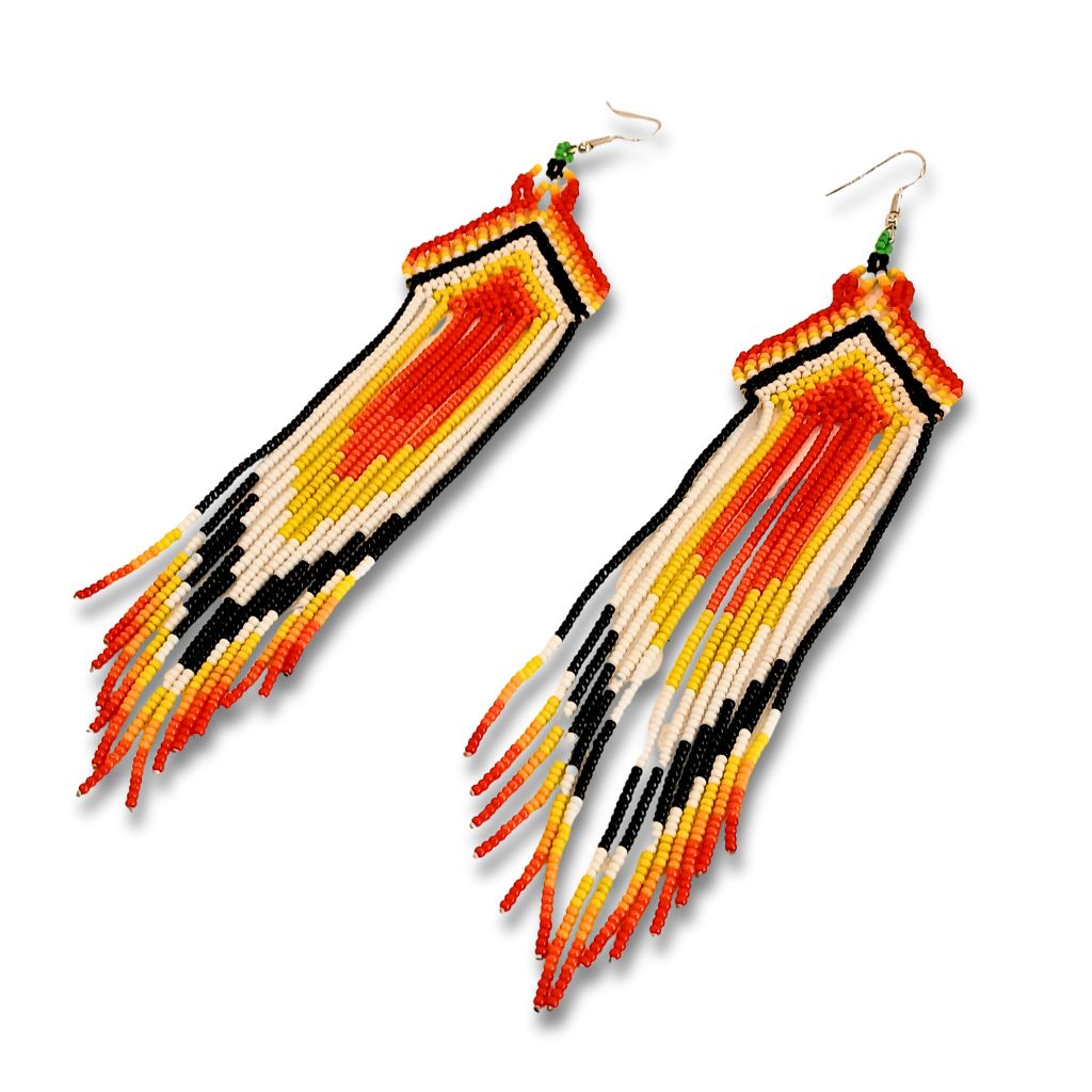 Brincos de Miçangas Arte Indígina | Canela | 2125 | 17 cm