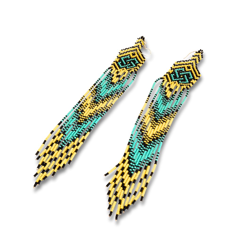 Brincos de Miçangas Arte Indígina | Canela | 2127 | 19 cm