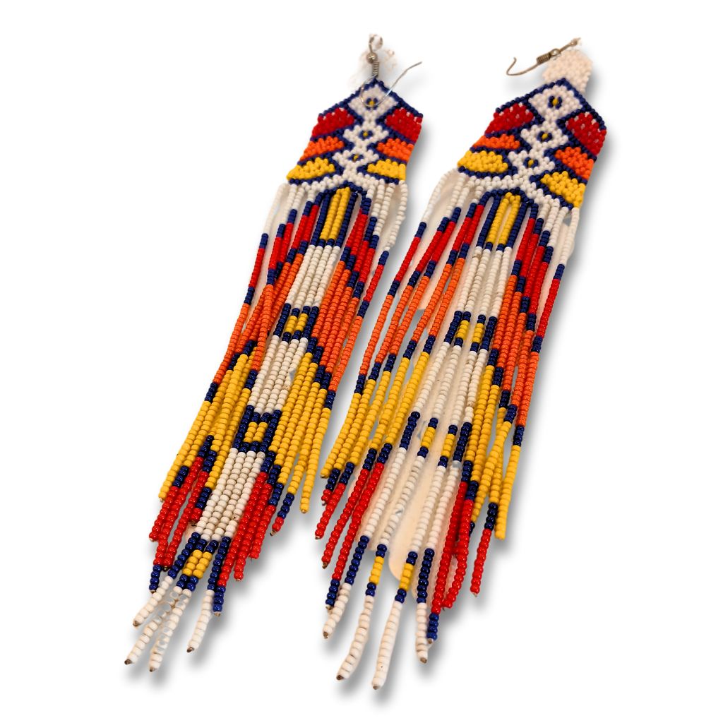 Brincos de Miçangas Arte Indígina | Canela | 2124 | 15 cm