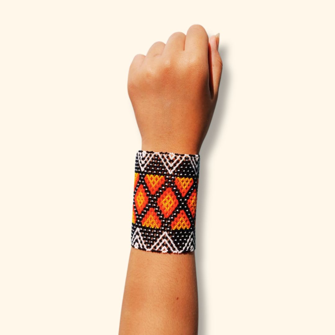 Pulseira de Miçangas Arte Indígena Elástica |Waura| 1373