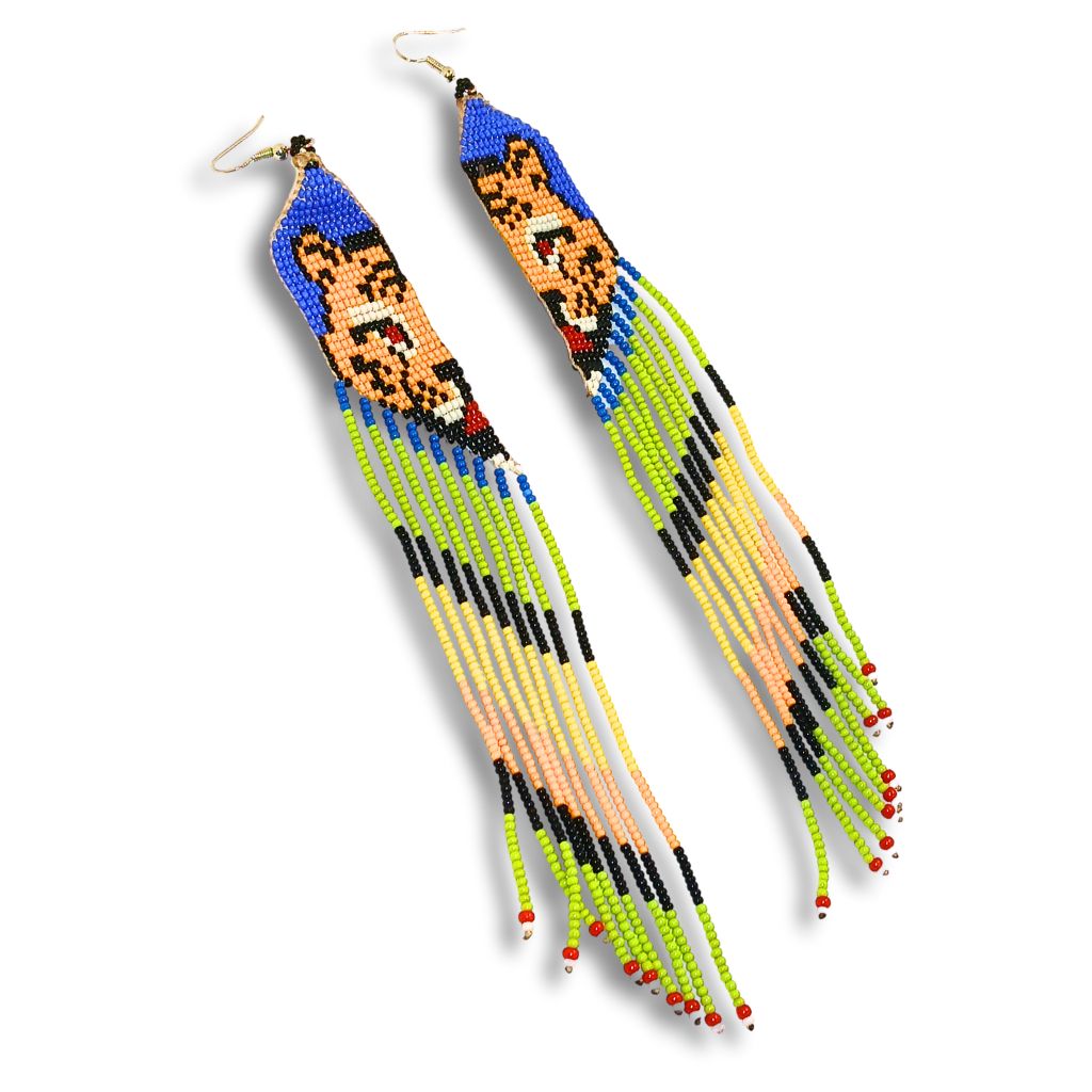 Brincos de Miçangas Onça Arte Indígina | Canela | 132101