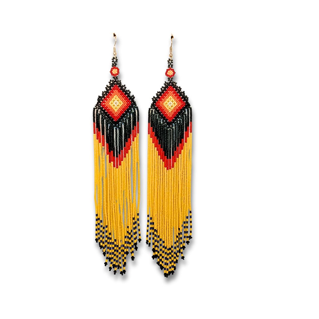 Brincos de Miçangas Arte Indígina | Canela | 2128 | 19 cm