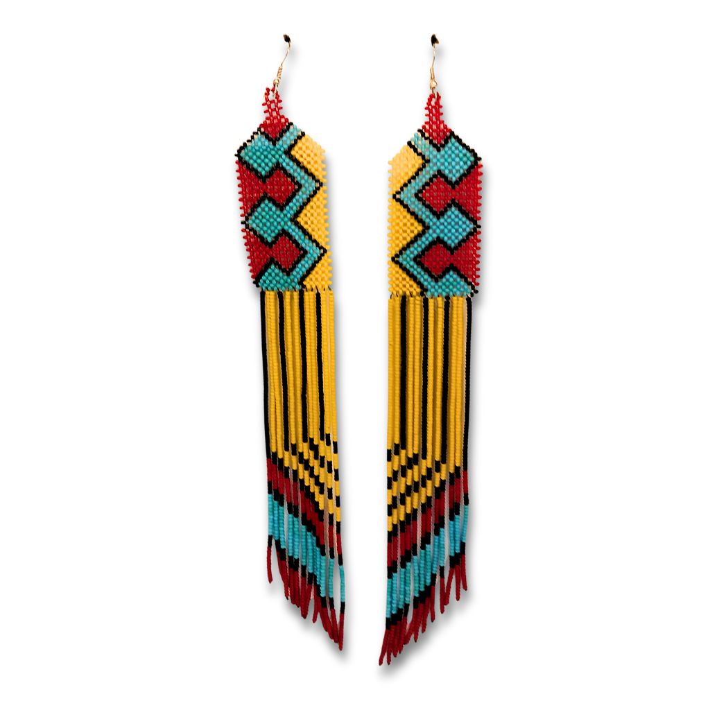 Brincos de Miçangas Arte Indígina | Canela | 2131 | 17 cm