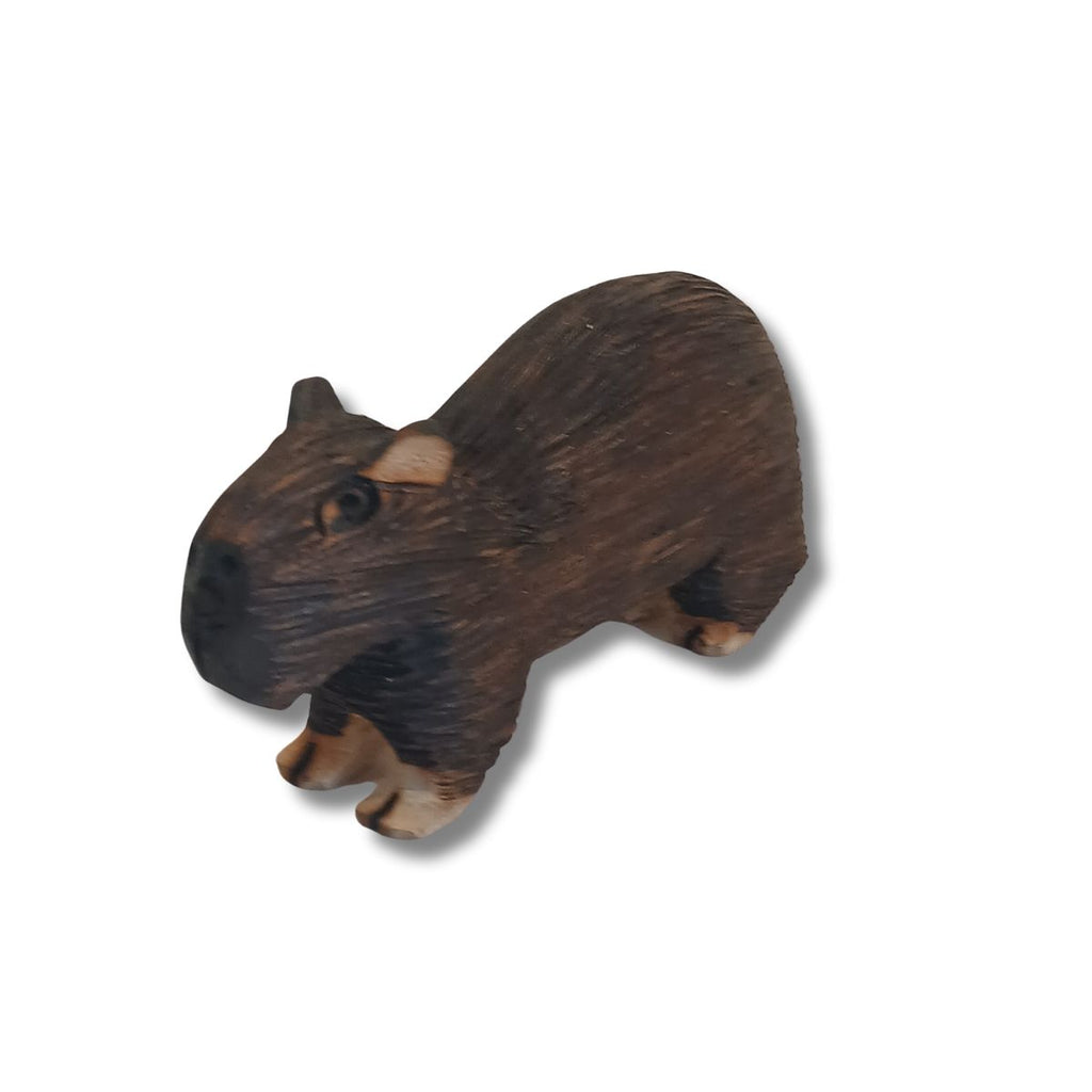 Capivara Entalhado em Madeira | Arte Indígena Autêntica