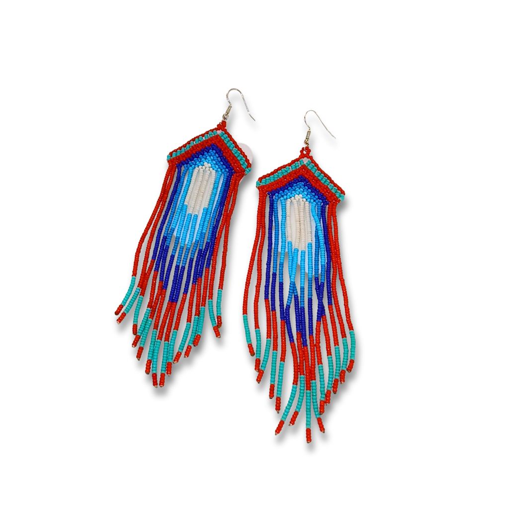 Brincos de Miçangas Arte Indígina | Canela | 2121| 15 cm