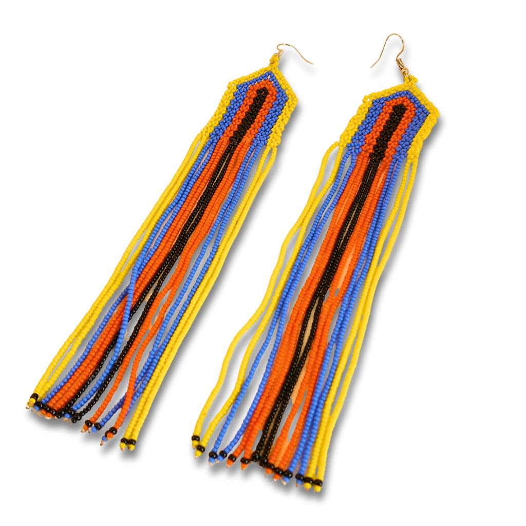 Brincos de Miçangas Arte Indígina | Canela | 2132 | 16 cm