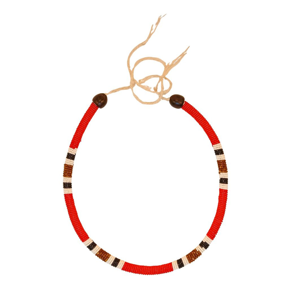 Colar Coral Azul/amarela Waura - Arte Indígena Cod.130917