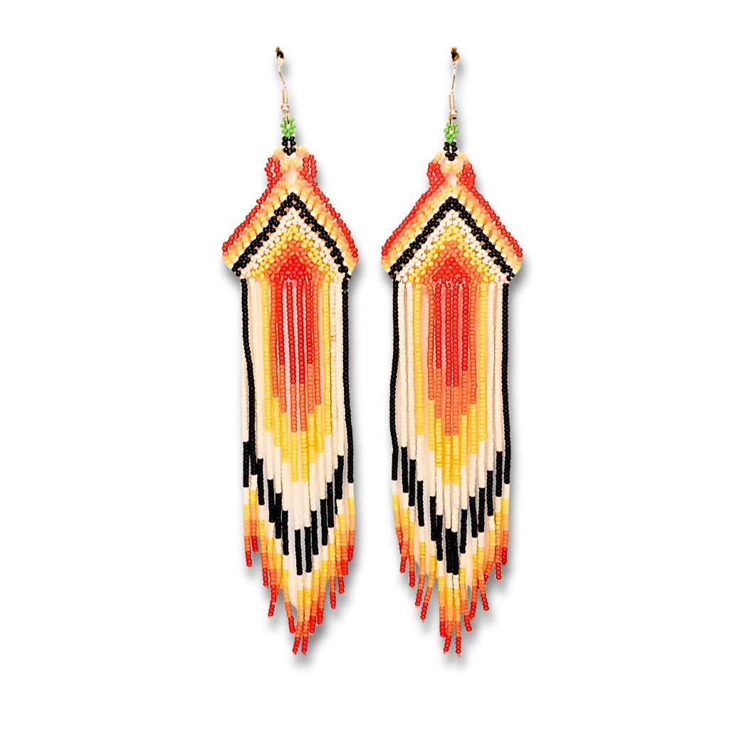 Brincos de Miçangas Arte Indígina | Canela | 2125 | 17 cm