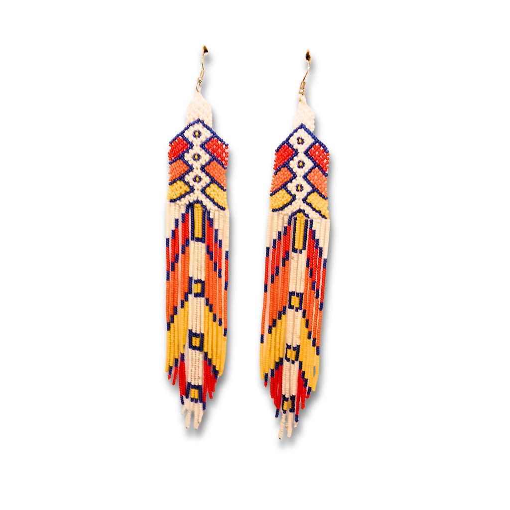 Brincos de Miçangas Arte Indígina | Canela | 2124 | 15 cm