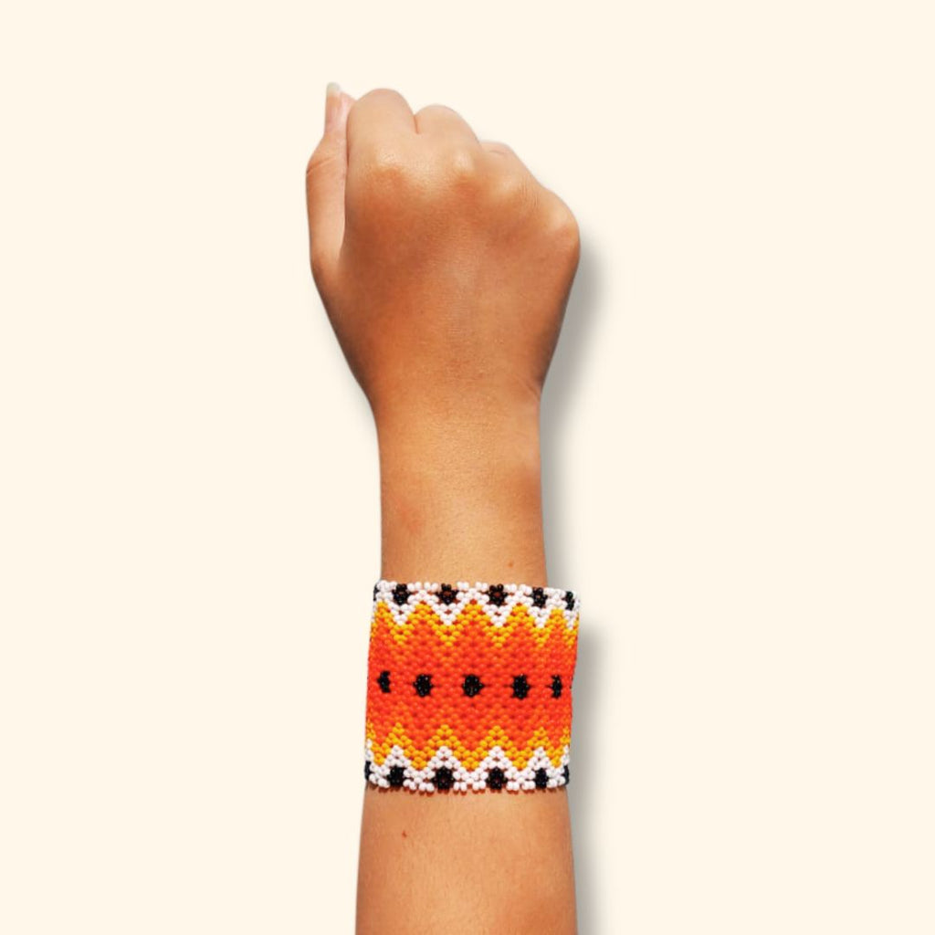 Pulseira de Miçangas Arte Indígena Elástica |Waura| 1381