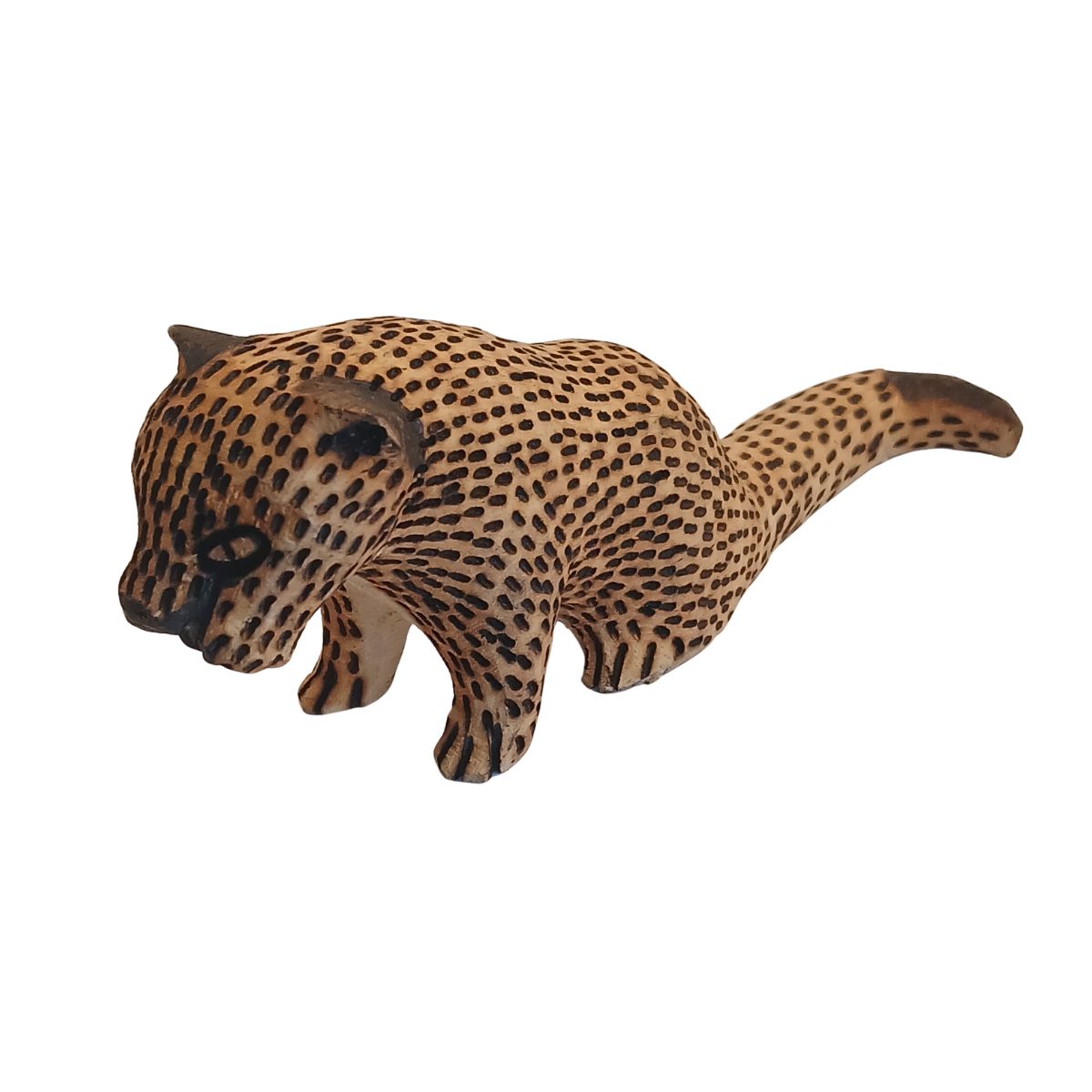 Onça Entalhado em Madeira | Arte Indígena Autêntica