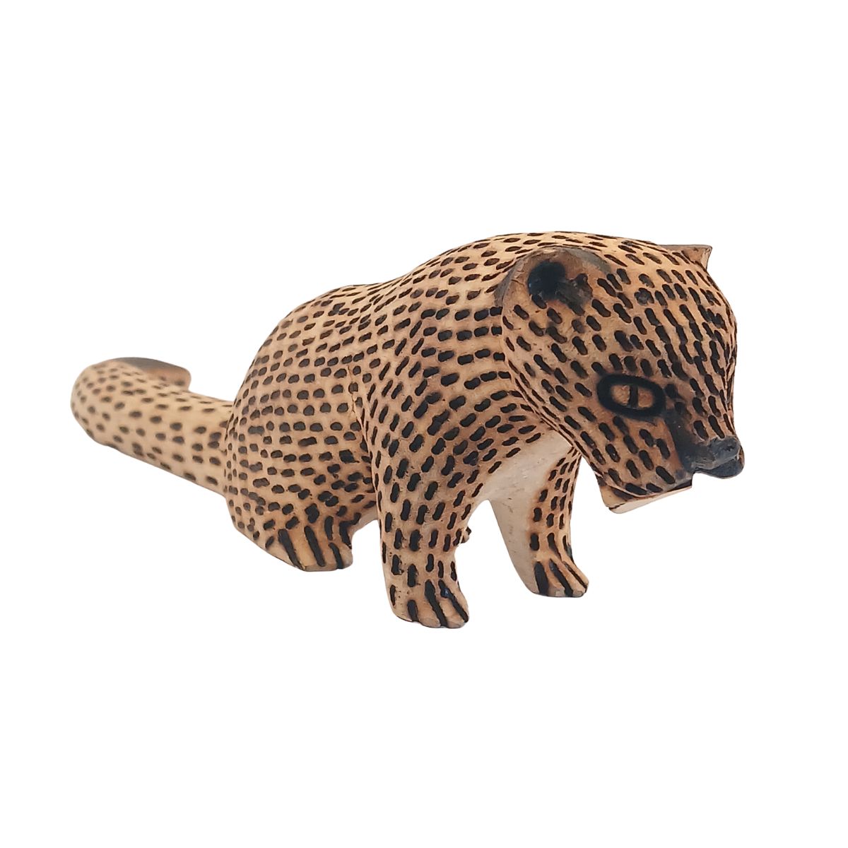 Onça Entalhado em Madeira | Arte Indígena Autêntica