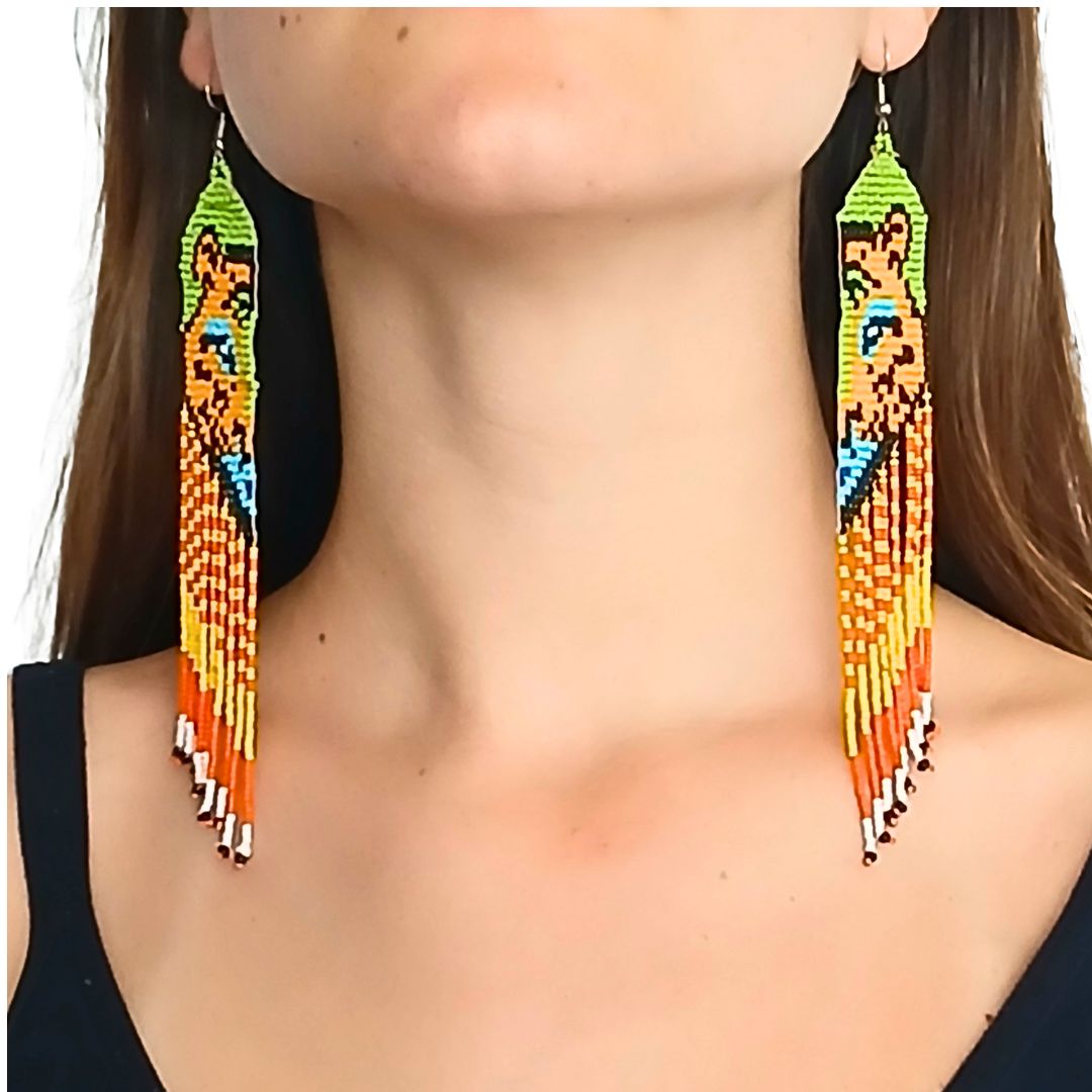 Brincos de Miçangas Onça Arte Indígina | Canela | 132106