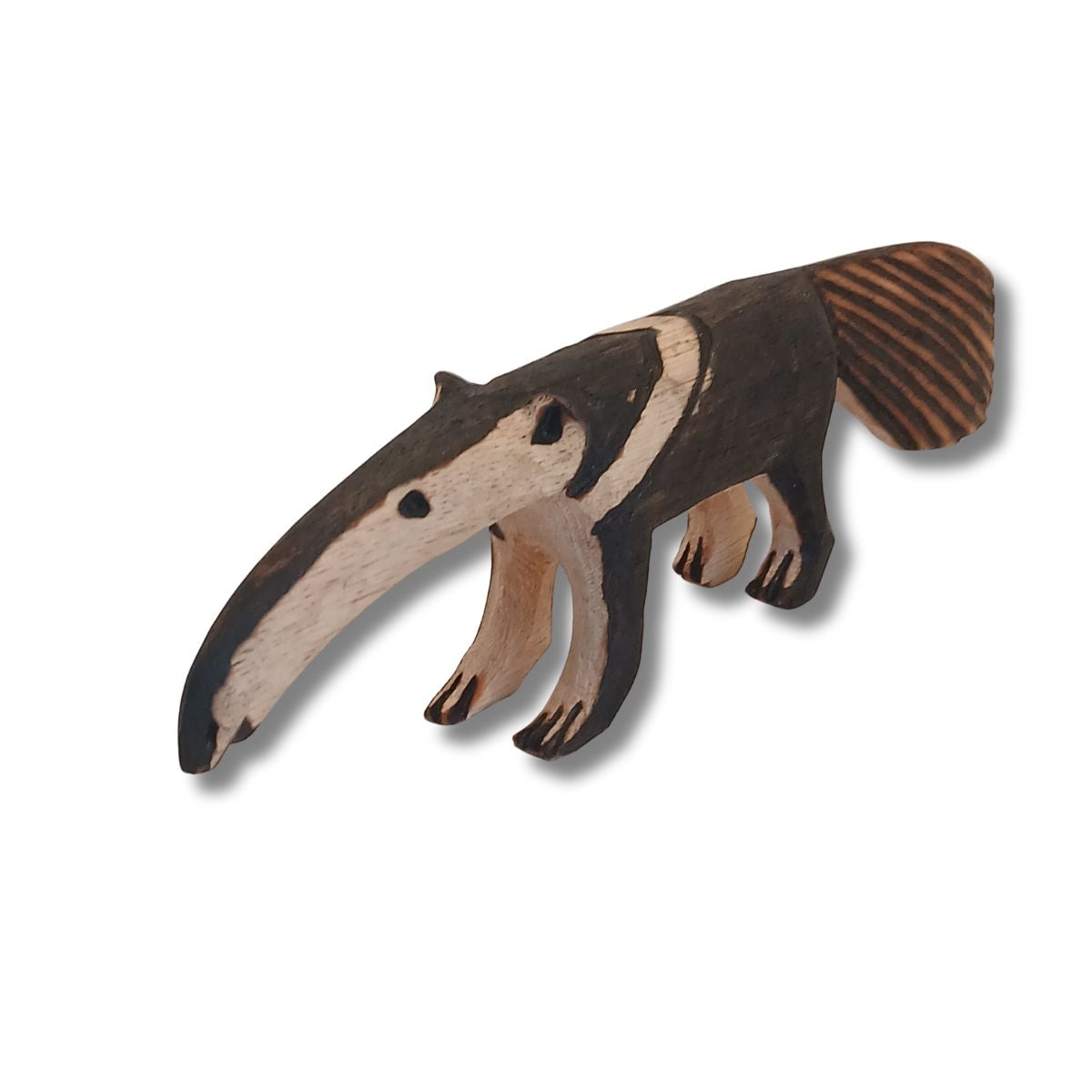 Tamandua Entalhado em Madeira | Arte Indígena Autêntica