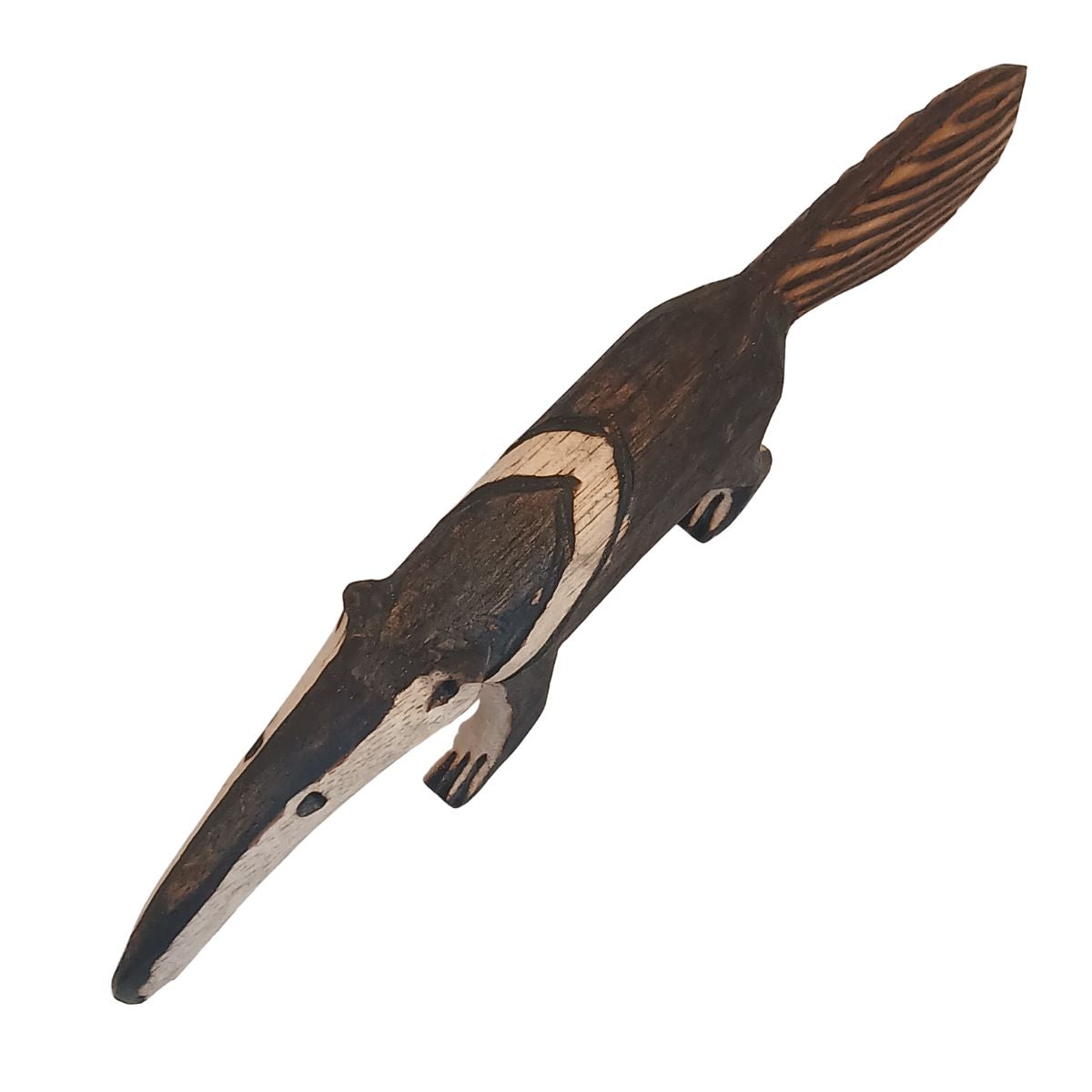 Tamandua Entalhado em Madeira | Arte Indígena Autêntica