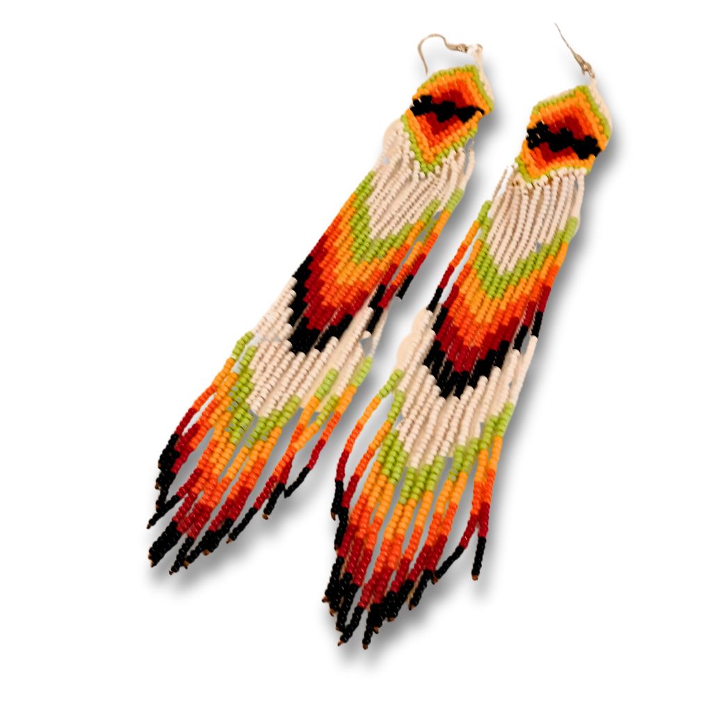 Brincos de Miçangas Arte Indígina | Canela | 2130 | 17 cm