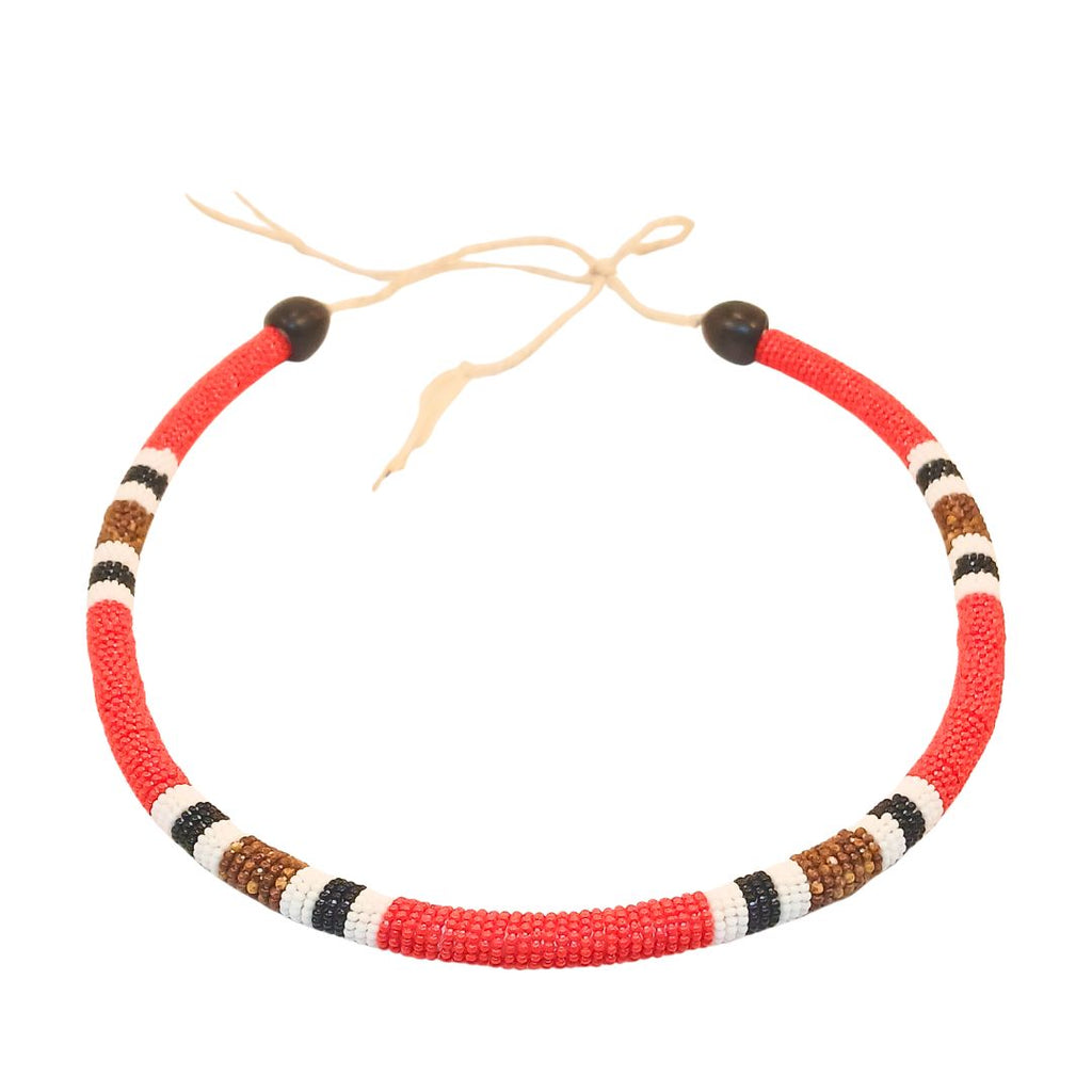 Colar Coral Azul/amarela Waura - Arte Indígena Cod.130917