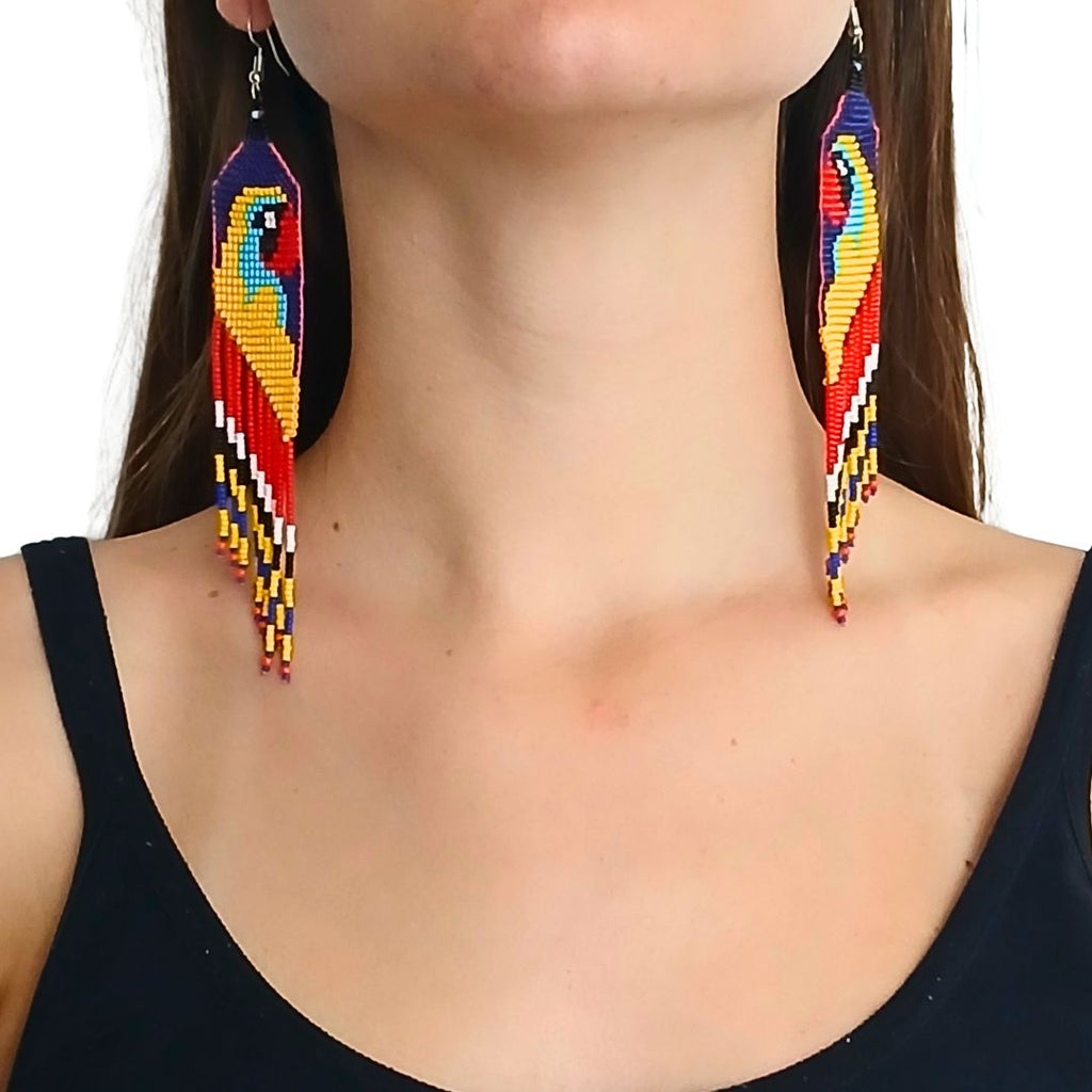 Brincos de Miçangas Arara Arte Indígina | Canela | 132102