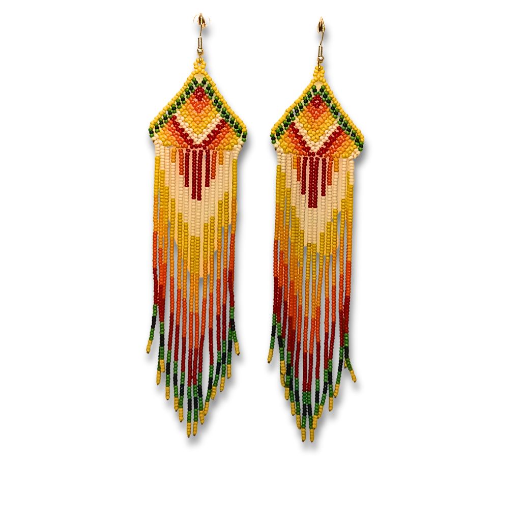 Brincos de Miçangas Arte Indígina | Canela | 2122 | 25 cm