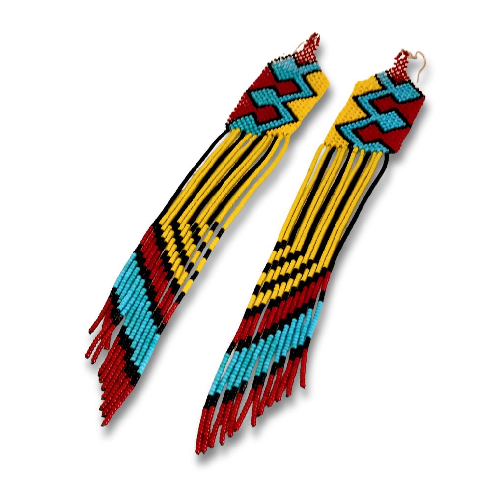 Brincos de Miçangas Arte Indígina | Canela | 2131 | 17 cm