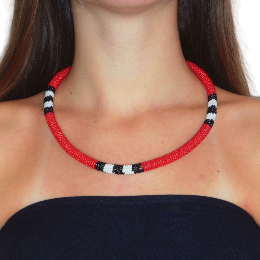 Colar de Miçangas Arte Indígena Coral | Waura | 1029