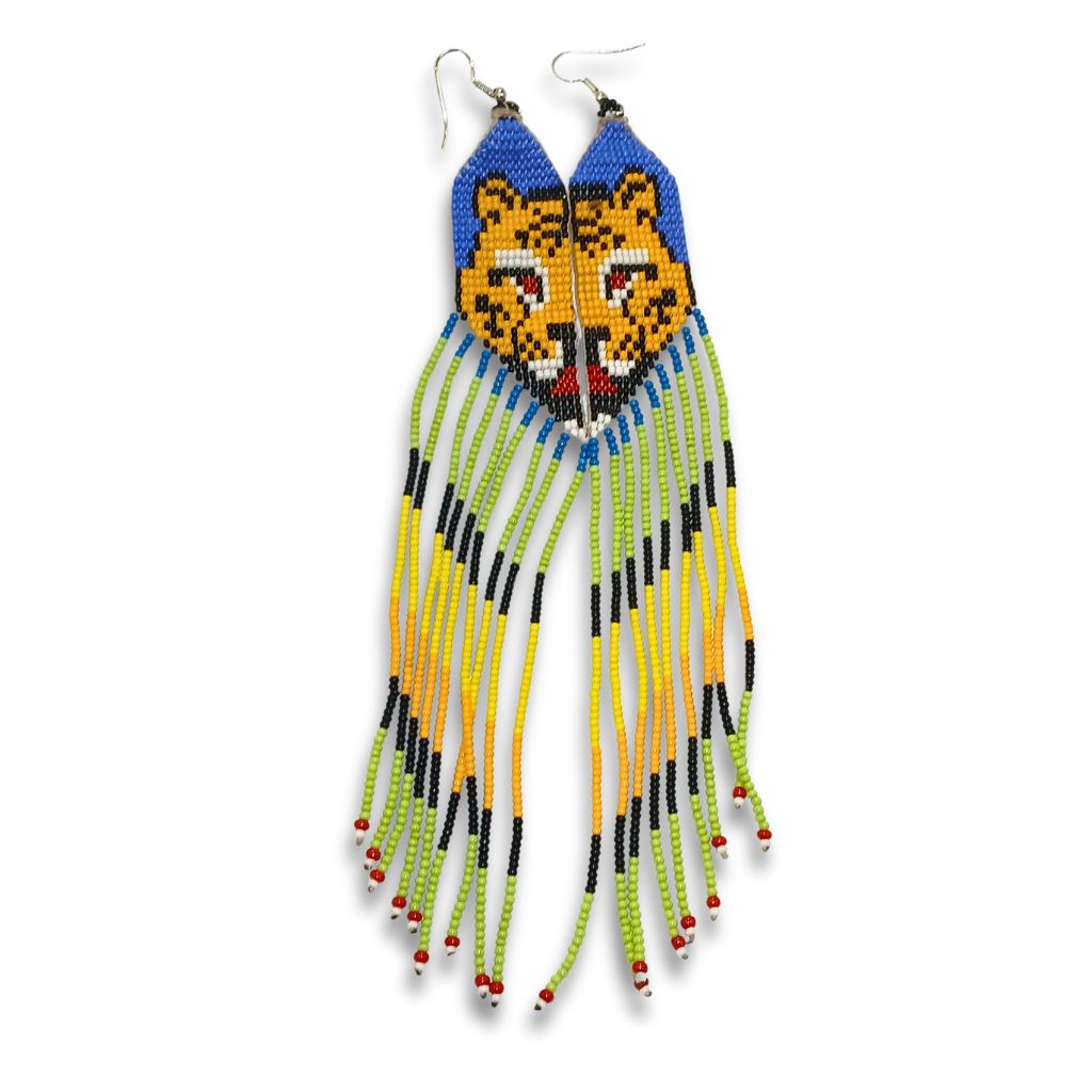 Brincos de Miçangas Onça Arte Indígina | Canela | 132101